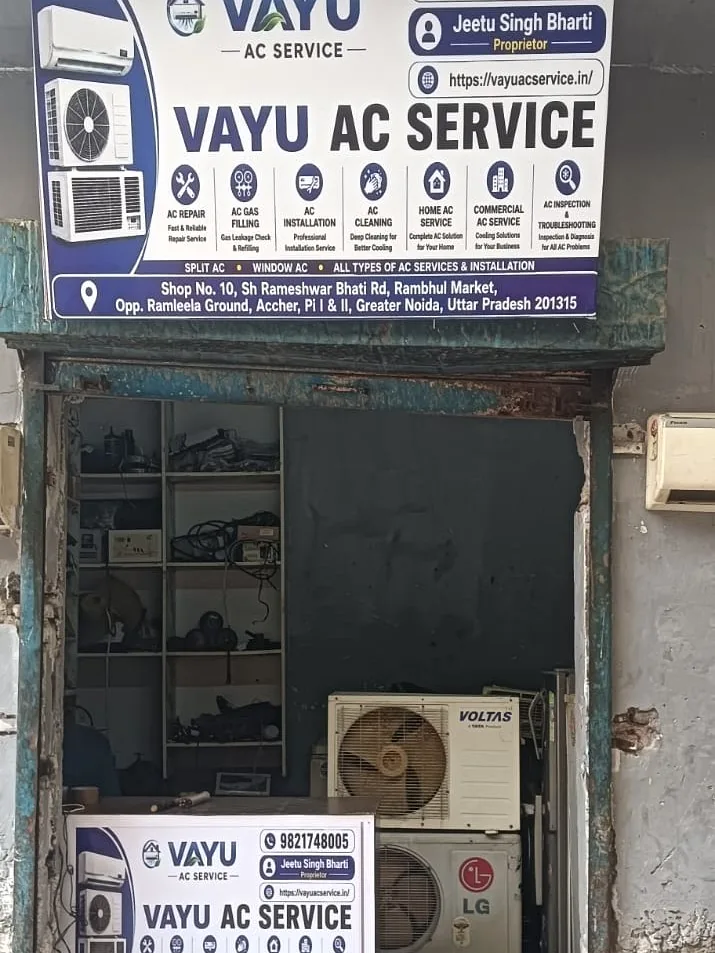 Vayu AC Service shop banner and storefront in Greater Noida